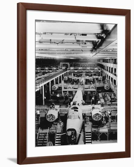 Assembly of B-24 Bombers at Willow Run Plant-null-Framed Photographic Print