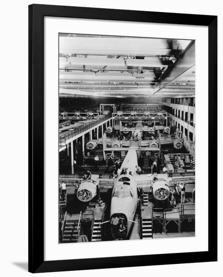 Assembly of B-24 Bombers at Willow Run Plant-null-Framed Photographic Print