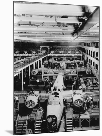 Assembly of B-24 Bombers at Willow Run Plant-null-Mounted Photographic Print