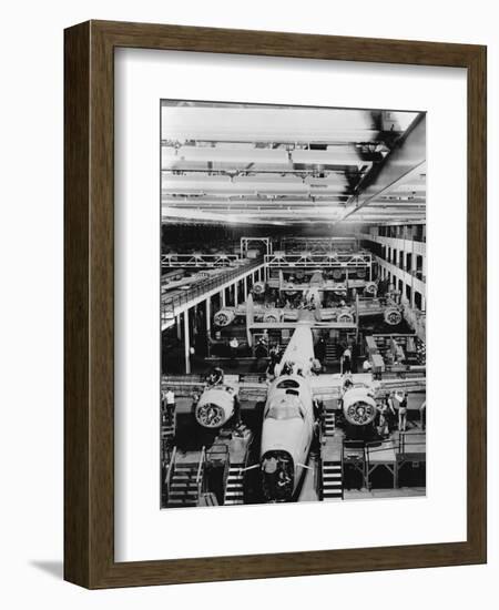 Assembly of B-24 Bombers at Willow Run Plant-null-Framed Photographic Print