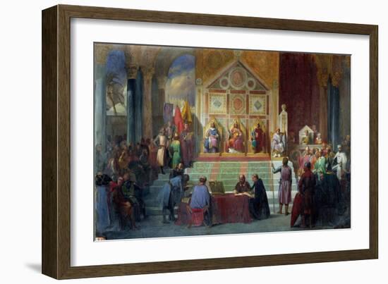 Assembly of Crusaders in Ptolemais in 1148, 1840-Charles Alexandre Debacq-Framed Giclee Print