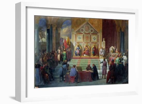 Assembly of Crusaders in Ptolemais in 1148, 1840-Charles Alexandre Debacq-Framed Giclee Print
