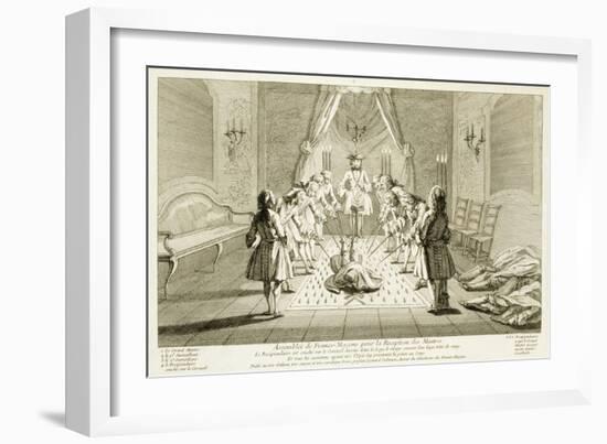 Assembly of Free Masons, from The Ceremonies of Religion and Custom, c.1733-null-Framed Giclee Print