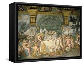 Assembly of the Gods, Fresco, 1525-35-Giulio Romano-Framed Stretched Canvas