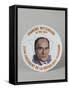 Assiette imprimée ornée du portrait de François Mitterrand-null-Framed Stretched Canvas