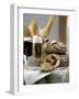 Assorted Bread with a Cold Glass of Beer-null-Framed Photographic Print