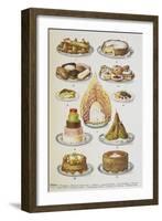 Assorted Cakes and Desserts-Isabella Beeton-Framed Giclee Print