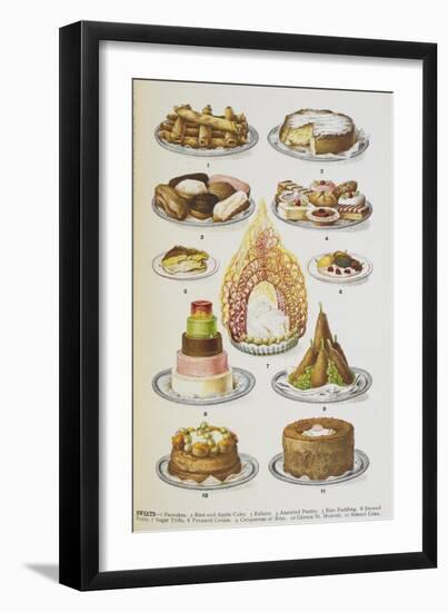 Assorted Cakes and Desserts-Isabella Beeton-Framed Giclee Print