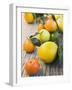 Assorted Citrus Fruit on Wooden Background-null-Framed Photographic Print