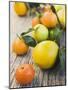 Assorted Citrus Fruit on Wooden Background-null-Mounted Photographic Print