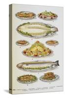 Assorted Fish Dishes Including Salmon, Trout, Cod and Scallops-Isabella Beeton-Stretched Canvas