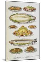 Assorted Fish Dishes Including Salmon, Trout, Cod and Scallops-Isabella Beeton-Mounted Giclee Print