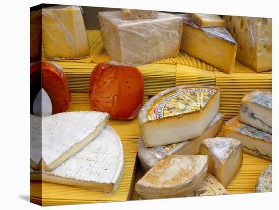 Assorted French Cheeses on a Market Stall, La Flotte, Ile De Re, Charente-Maritime, France, Europe-Richardson Peter-Stretched Canvas