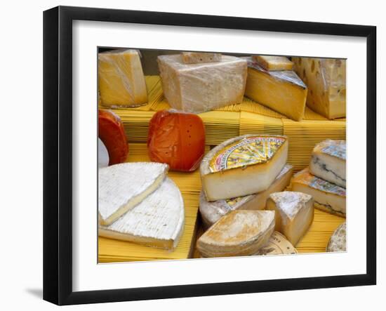 Assorted French Cheeses on a Market Stall, La Flotte, Ile De Re, Charente-Maritime, France, Europe-Richardson Peter-Framed Photographic Print