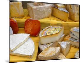 Assorted French Cheeses on a Market Stall, La Flotte, Ile De Re, Charente-Maritime, France, Europe-Richardson Peter-Mounted Photographic Print