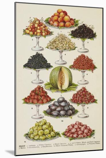 Assorted Fruits Including Melon-Isabella Beeton-Mounted Giclee Print