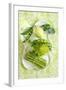 Assorted Green Vegetables on Porcelain Plate-Ulrike Koeb-Framed Photographic Print