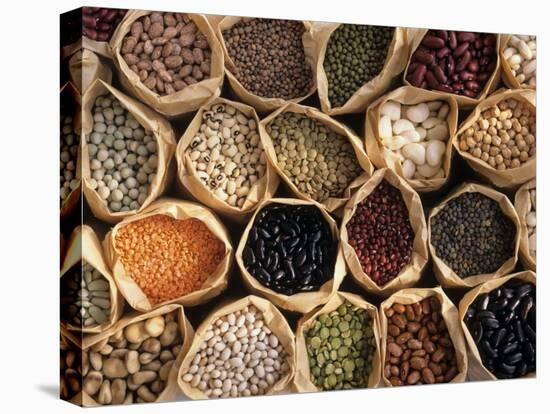 Assorted Peas, Lentils and Beans in Paper Bags-null-Stretched Canvas