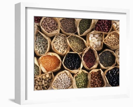 Assorted Peas, Lentils and Beans in Paper Bags-null-Framed Photographic Print