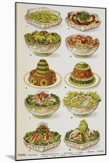 Assorted Salad Dishes-Isabella Beeton-Mounted Giclee Print