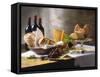 Assorted Types of Cheese with Bread, Red Wine-null-Framed Stretched Canvas