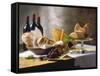 Assorted Types of Cheese with Bread, Red Wine-null-Framed Stretched Canvas