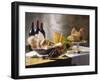 Assorted Types of Cheese with Bread, Red Wine-null-Framed Premium Photographic Print