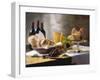 Assorted Types of Cheese with Bread, Red Wine-null-Framed Premium Photographic Print