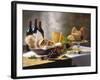 Assorted Types of Cheese with Bread, Red Wine-null-Framed Photographic Print