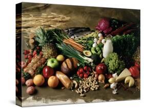 Assortment of Fruits, Vegetables & Nuts-null-Stretched Canvas