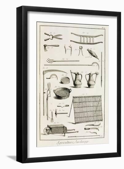 Assortment of Gardening Tools, from the Encyclopedie Des Sciences et Metiers by Denis Diderot-null-Framed Giclee Print