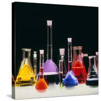 Assortment of Laboratory Flasks Holding Solutions-Tek Image-Stretched Canvas