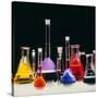 Assortment of Laboratory Flasks Holding Solutions-Tek Image-Stretched Canvas