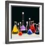 Assortment of Laboratory Flasks Holding Solutions-Tek Image-Framed Premium Photographic Print