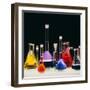 Assortment of Laboratory Flasks Holding Solutions-Tek Image-Framed Premium Photographic Print