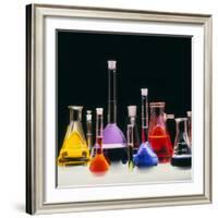 Assortment of Laboratory Flasks Holding Solutions-Tek Image-Framed Premium Photographic Print