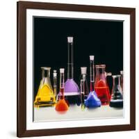 Assortment of Laboratory Flasks Holding Solutions-Tek Image-Framed Photographic Print