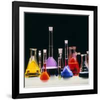 Assortment of Laboratory Flasks Holding Solutions-Tek Image-Framed Photographic Print