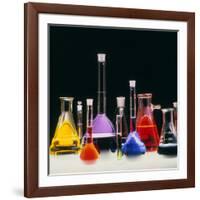 Assortment of Laboratory Flasks Holding Solutions-Tek Image-Framed Photographic Print