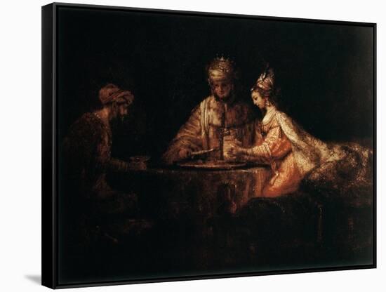 Assuerus, Haman and Esther, 1660-Rembrandt van Rijn-Framed Stretched Canvas