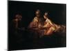 Assuerus, Haman and Esther, 1660-Rembrandt van Rijn-Mounted Giclee Print