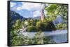 Assumption of Mary Church on an island at Lake Bled, Gorenjska, Balkan Peninsula, Carniola, Sloveni-Miva Stock-Framed Stretched Canvas