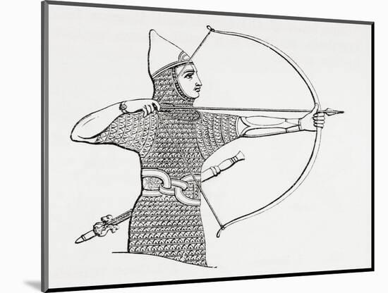 Assyrian Archer Wearing a Cuirass, from the Imperial Bible Dictionary, Published 1889-null-Mounted Giclee Print