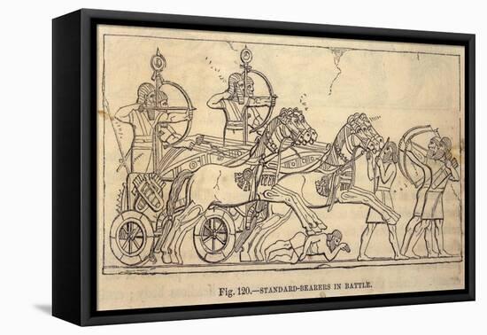 Assyrian Battle Scene with Standard Bearers-Layard's Nineveh-Framed Stretched Canvas