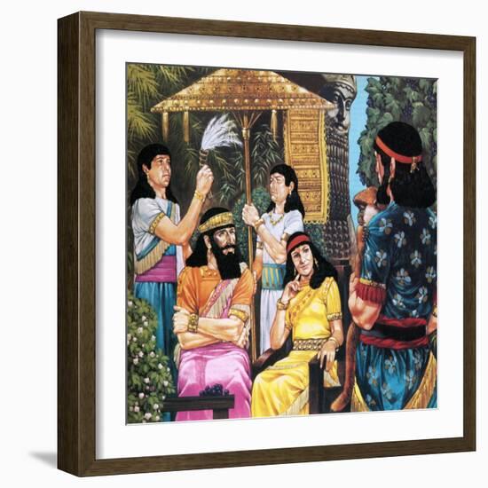 Assyrian King and Queen Receiving a Monkey-Richard Hook-Framed Premium Giclee Print