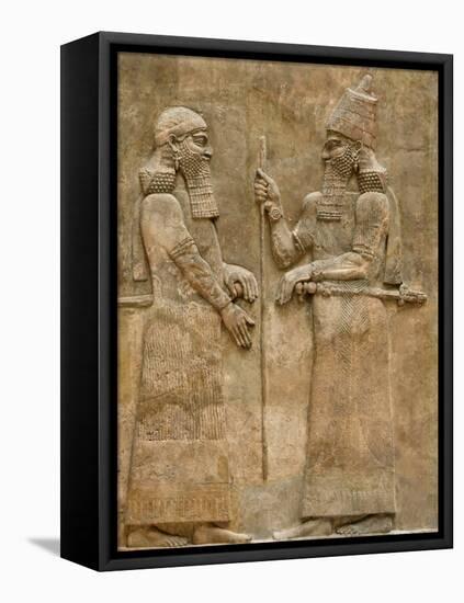 Assyrian Low-Relief of Sargon II and Dignitary-null-Framed Stretched Canvas