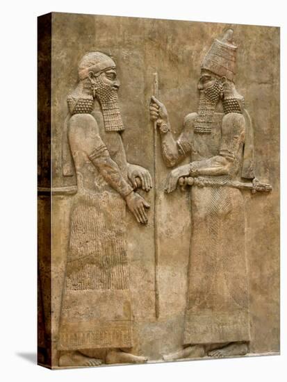 Assyrian Low-Relief of Sargon II and Dignitary-null-Stretched Canvas