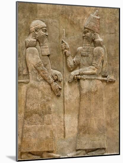 Assyrian Low-Relief of Sargon II and Dignitary-null-Mounted Photographic Print