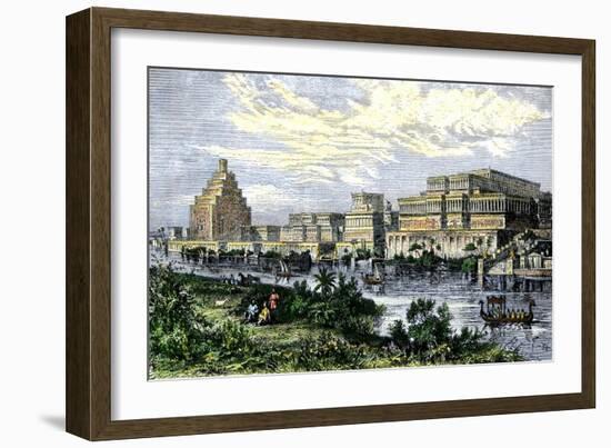 Assyrian Royal Palace at Nineveh on the Tigris River, before its Destruction in 612 Bc-null-Framed Giclee Print