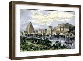 Assyrian Royal Palace at Nineveh on the Tigris River, before its Destruction in 612 Bc-null-Framed Giclee Print